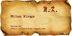 Milos Kinga névjegykártya